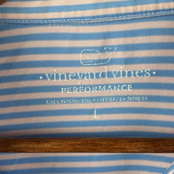 Vineyard vines men Large polo blue Pink Striped short sleeve lightweight Stretch - Picture 4 of 8